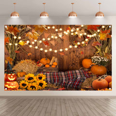 Fall Thanksgiving Autumn Harvest Pumpkins Backdrop - UUFelice Studio