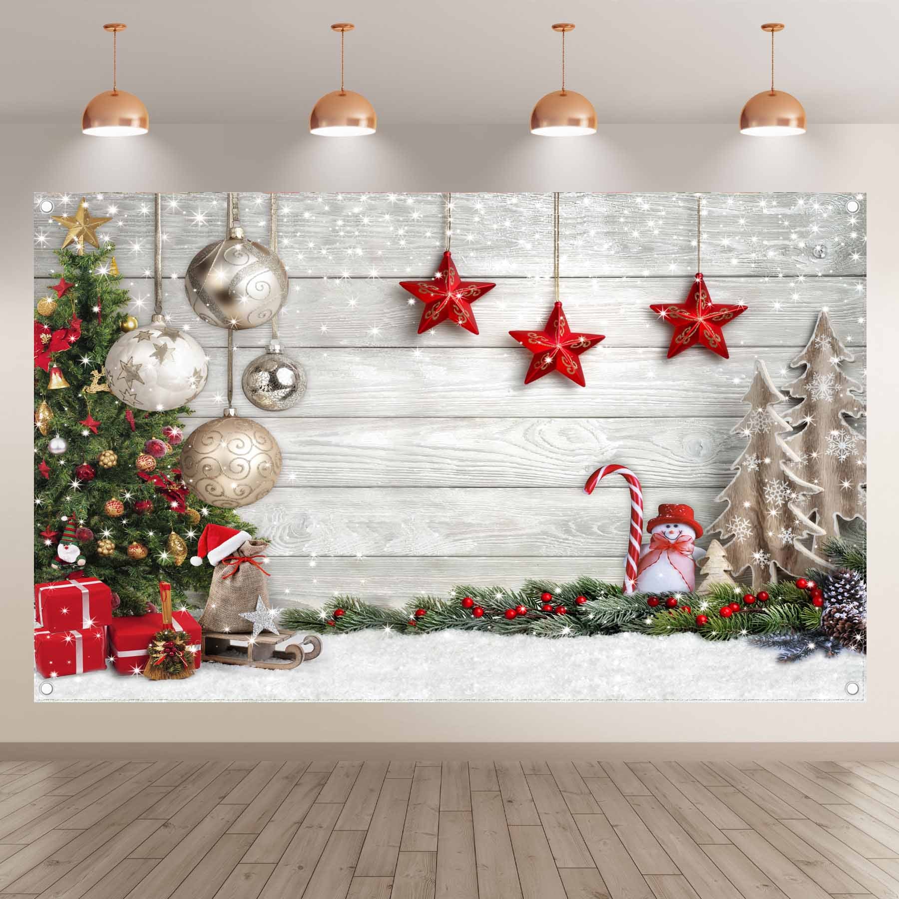 Christmas Winter White Wood Floor Party Backdrop - UUFelice Studio