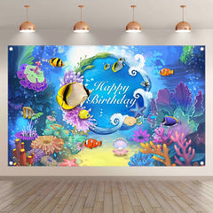 Summer Under The Sea Happy Birthday  Backdrop - UUFelice Studio