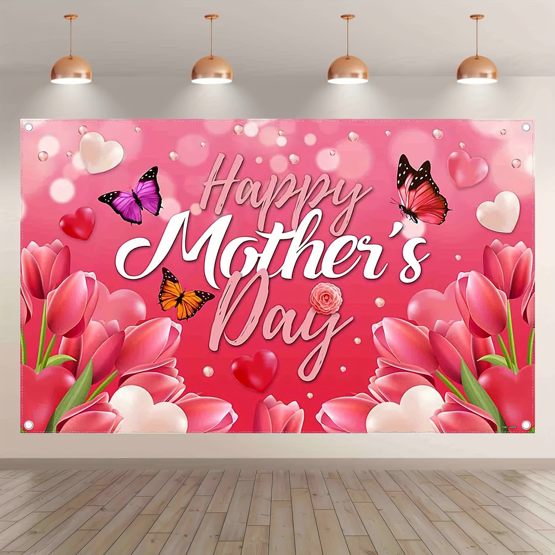 Tulips Happy Mother's Day Colorful Butterfly Backdrop(FAST) - UUFelice Studio