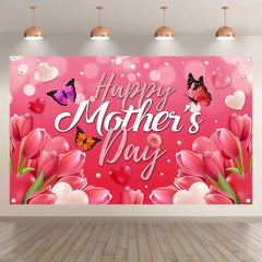 Tulips Happy Mother's Day Colorful Butterfly Backdrop(FAST) - UUFelice Studio