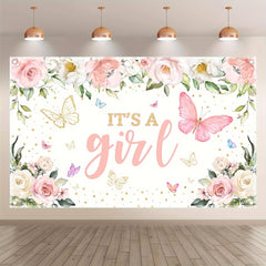 It's A Girl Shower Spring Polyester Photography Backdrop - UUFelice Studio