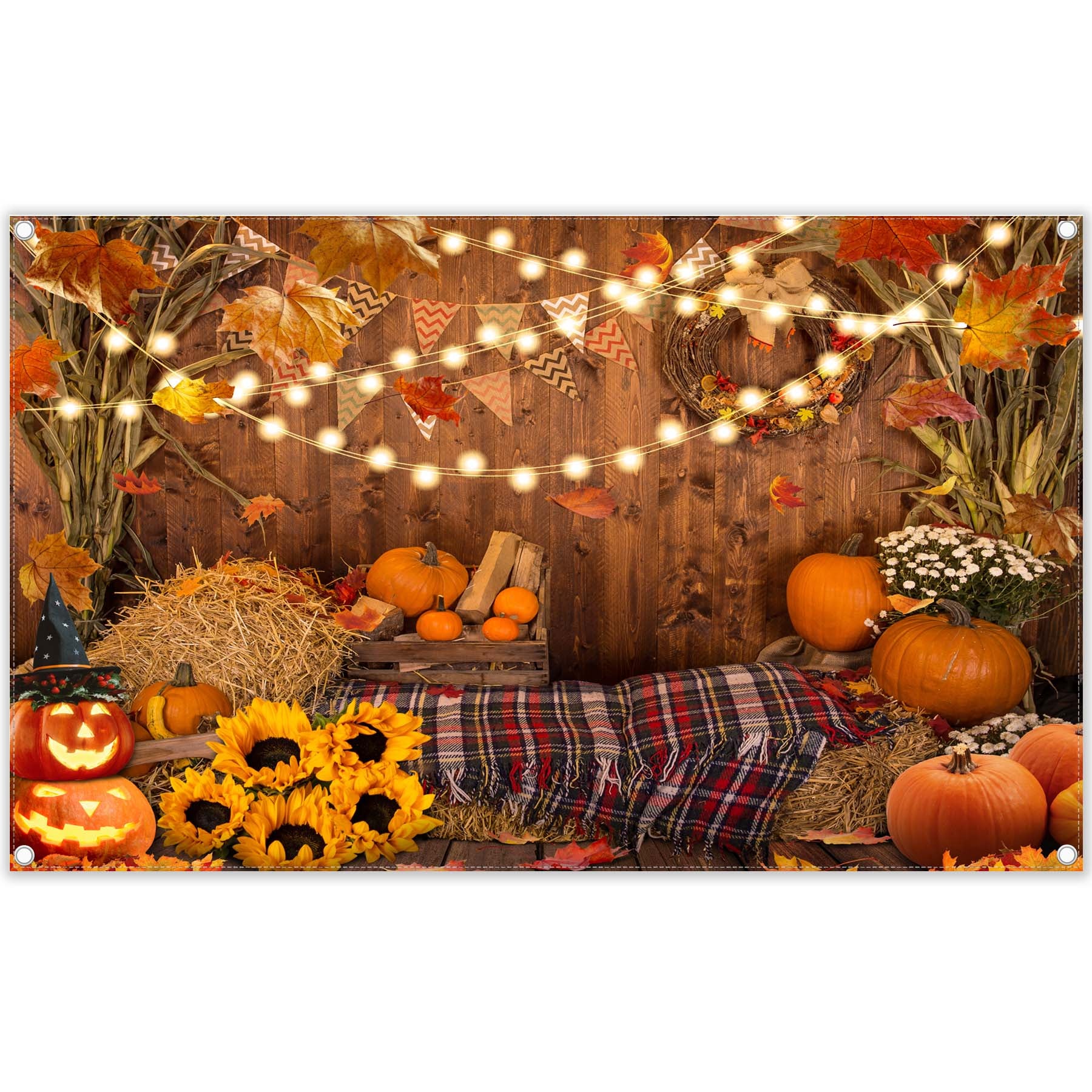 Fall Thanksgiving Autumn Harvest Pumpkins Backdrop - UUFelice Studio