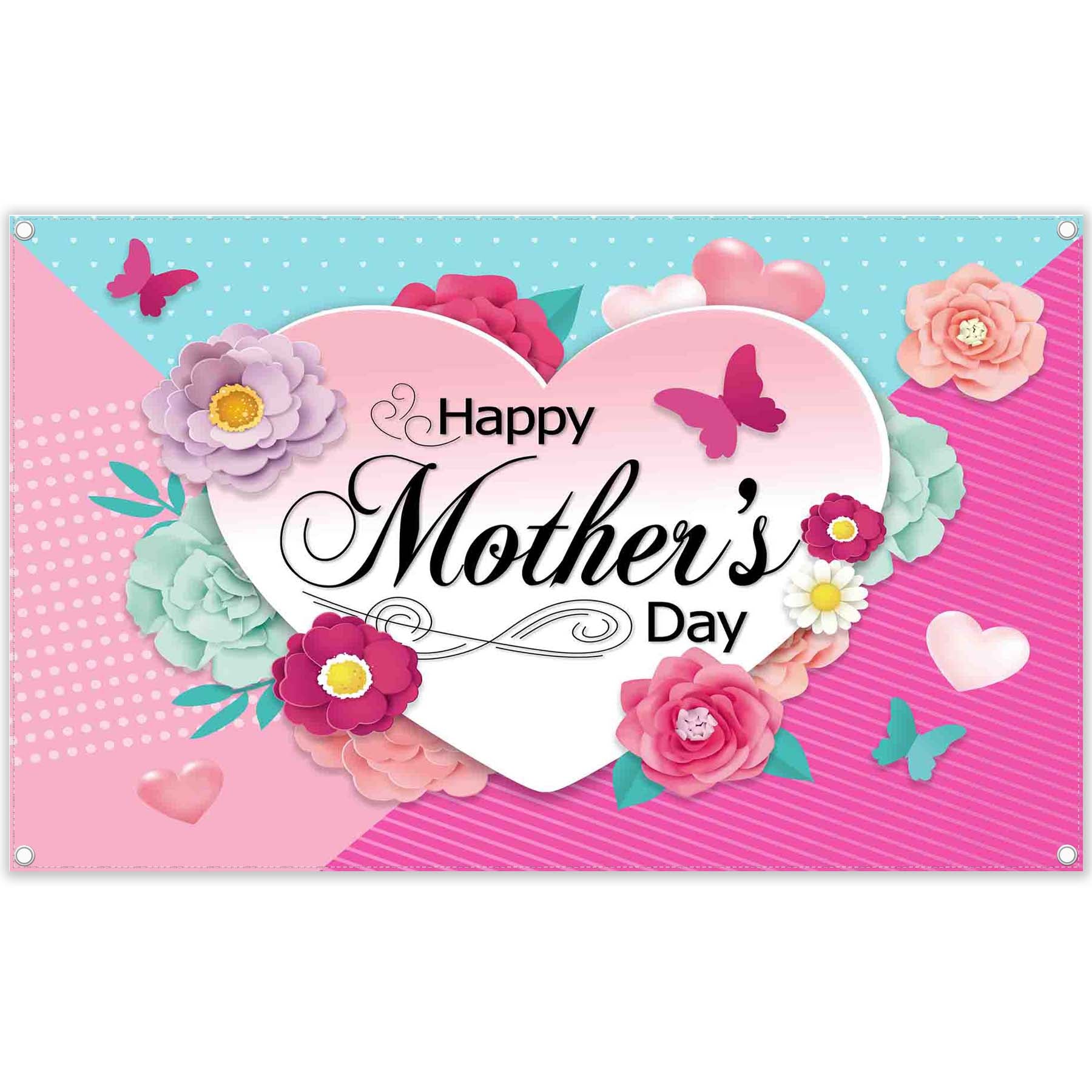 Happy Mother's Day Pink Love Heart  Backdrop