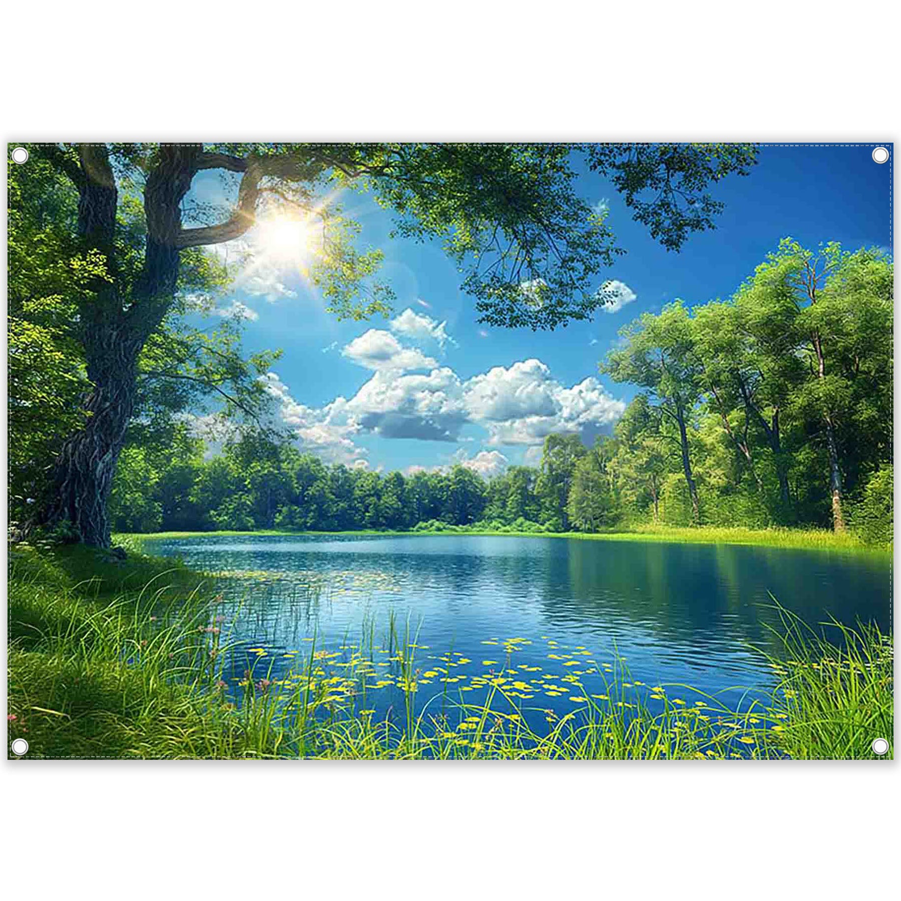 Lake Scenery Spring Fishing Outdoors Camping Backdrop