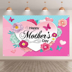 Happy Mother's Day Pink Love Heart  Backdrop