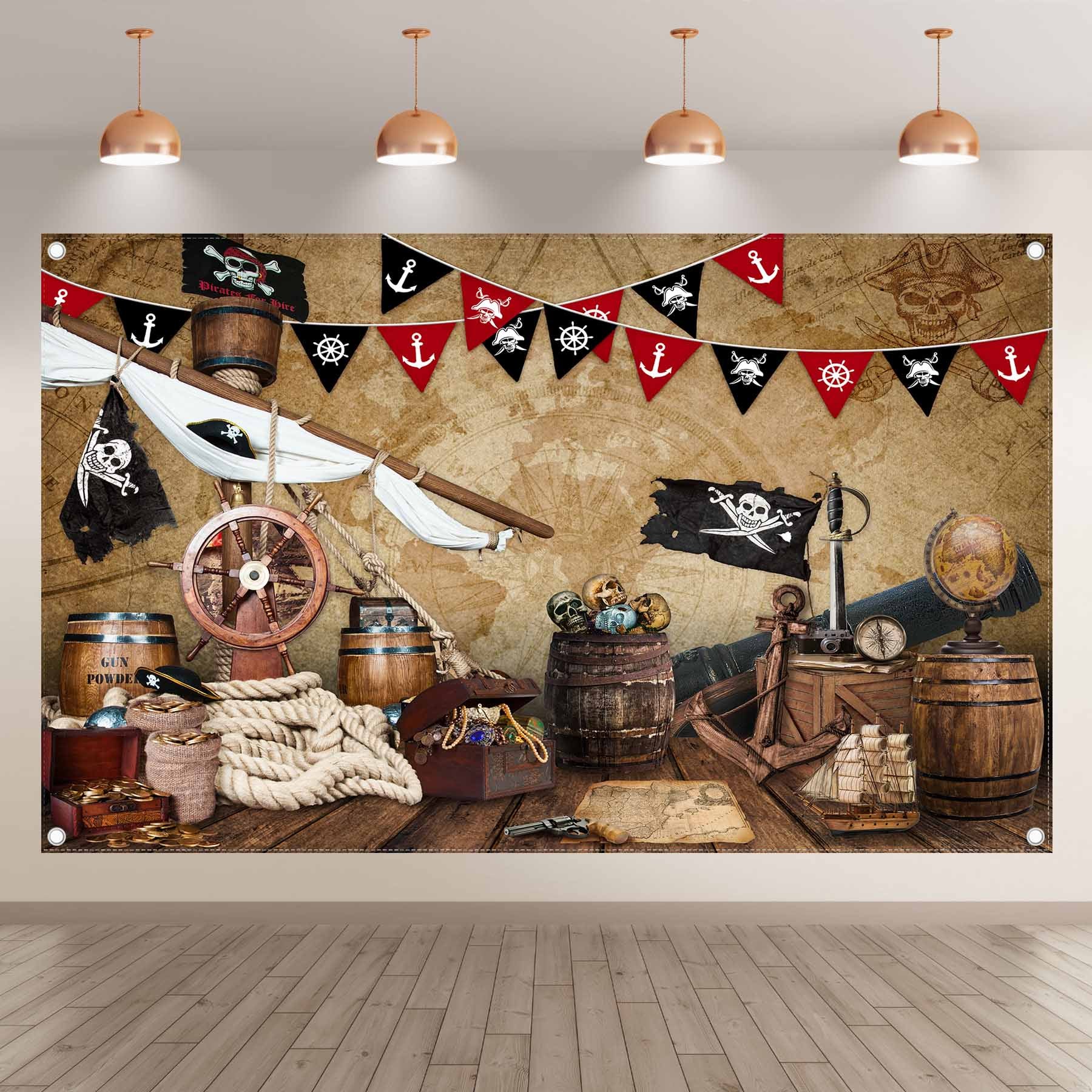 Halloween Pirate Nautical Treasure Map Backdrop