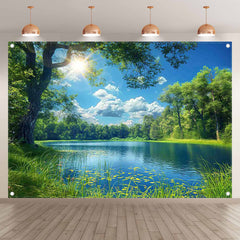 Lake Scenery Spring Fishing Outdoors Camping Backdrop