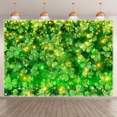 1pc, 7x5ft/8x6ft/10x8ft, St.Patrick's Day Polyester Photography Backdrop, Lucky Irish Green Shamrock Bokeh Background, Golden Glitter Festival Party Decorations, Photo Booth Props, Drilled Holes At The Four Corners For Easy Hanging - UUFelice Studio