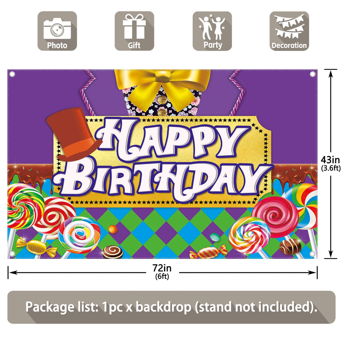 Chocolate Factory Birthday Sweet Candy Backdrop