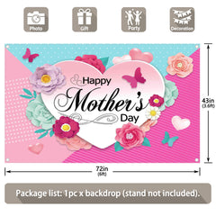 Happy Mother's Day Pink Love Heart  Backdrop