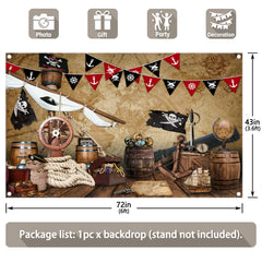 Halloween Pirate Nautical Treasure Map Backdrop