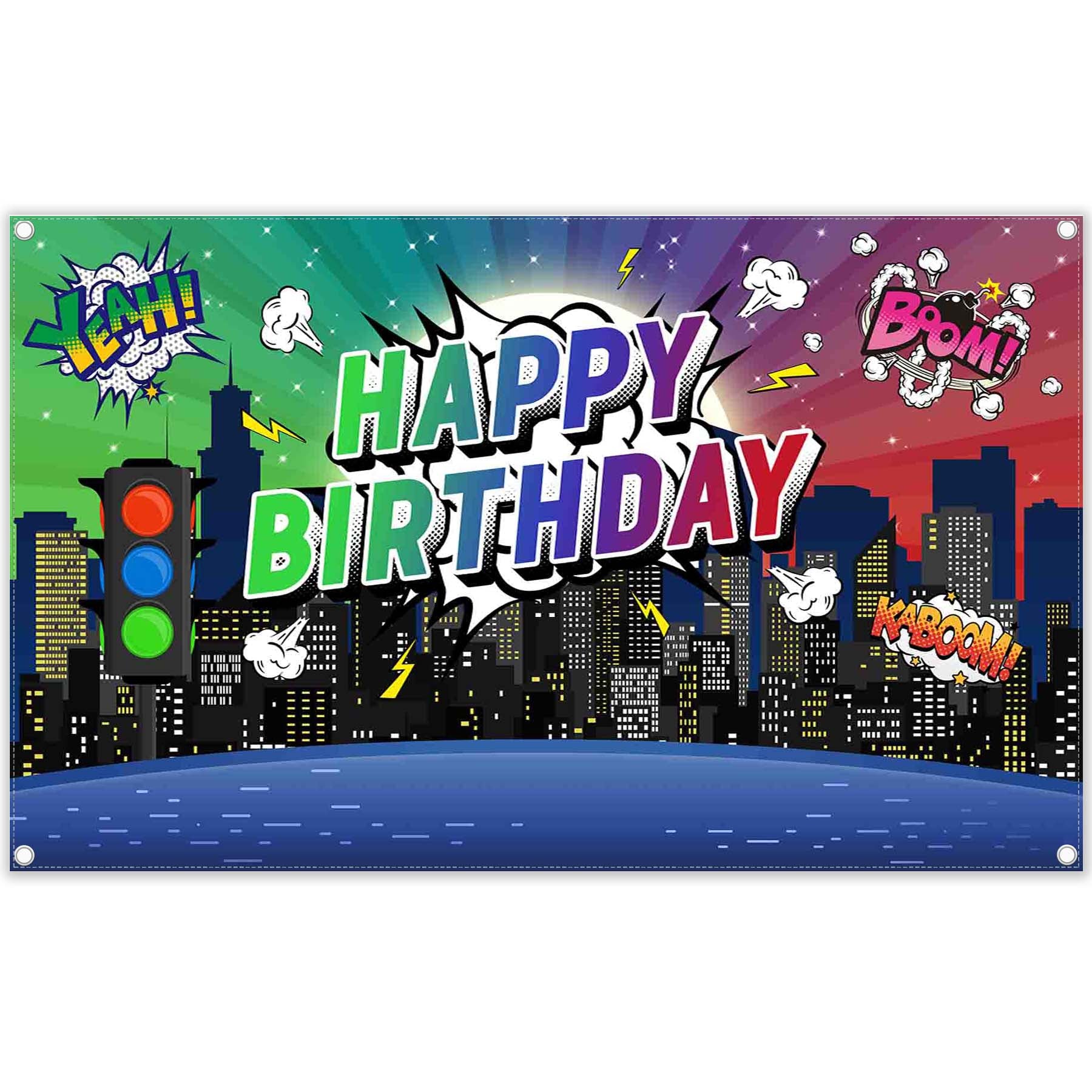 Cityscape Birthday Comics Style Building Backdrop