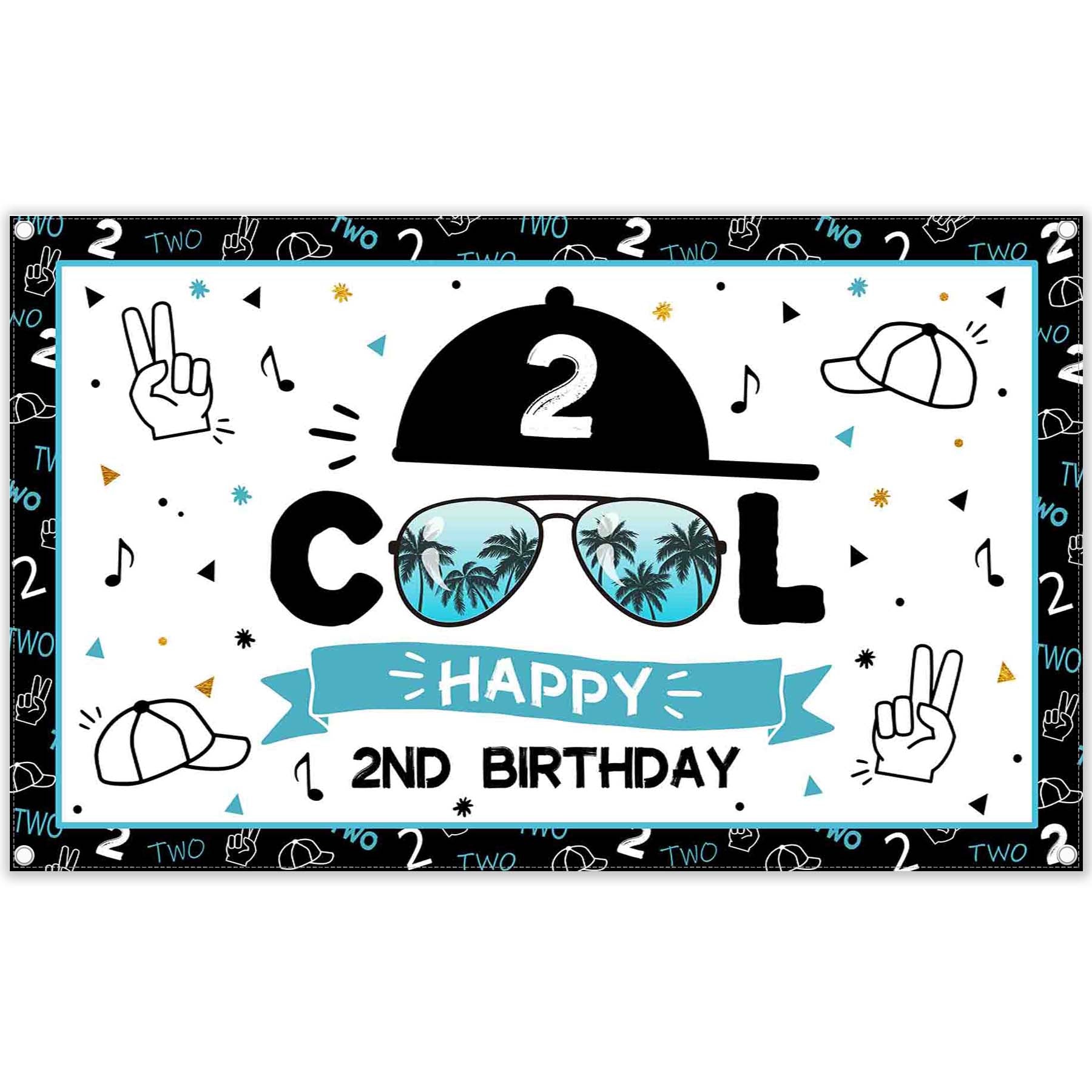 Happy 2nd Birthday Cool Boy Backdrop