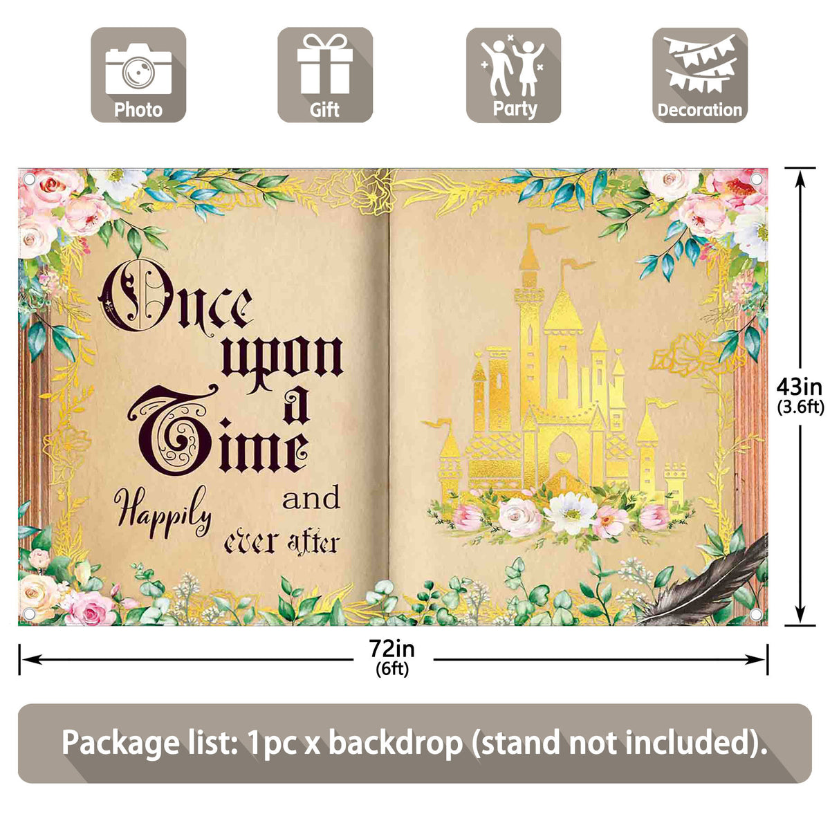 Fairy Tale Story Book Castle Backdrop