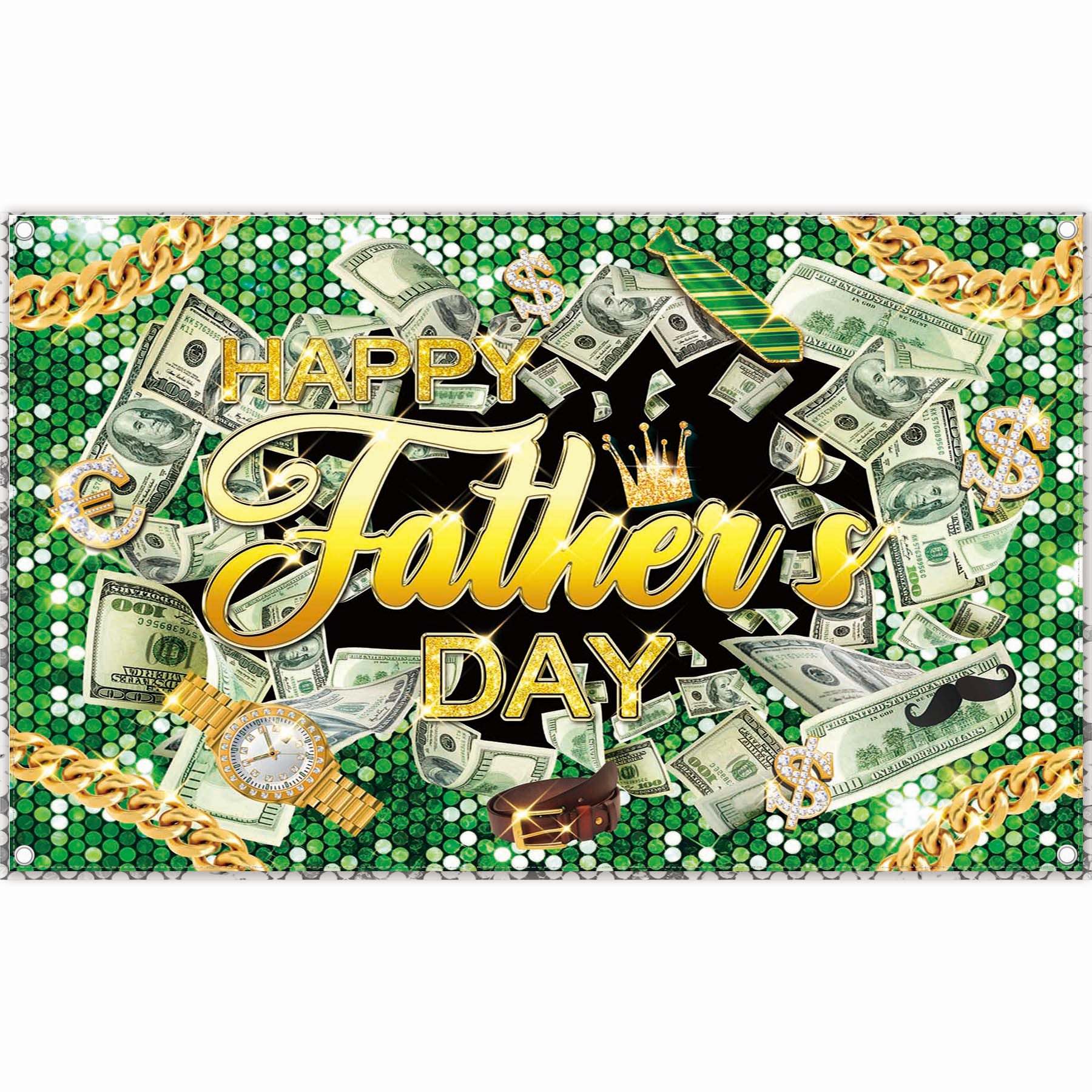 Happy Father's Day Diamonds Dollar Bills Cash Backdrop