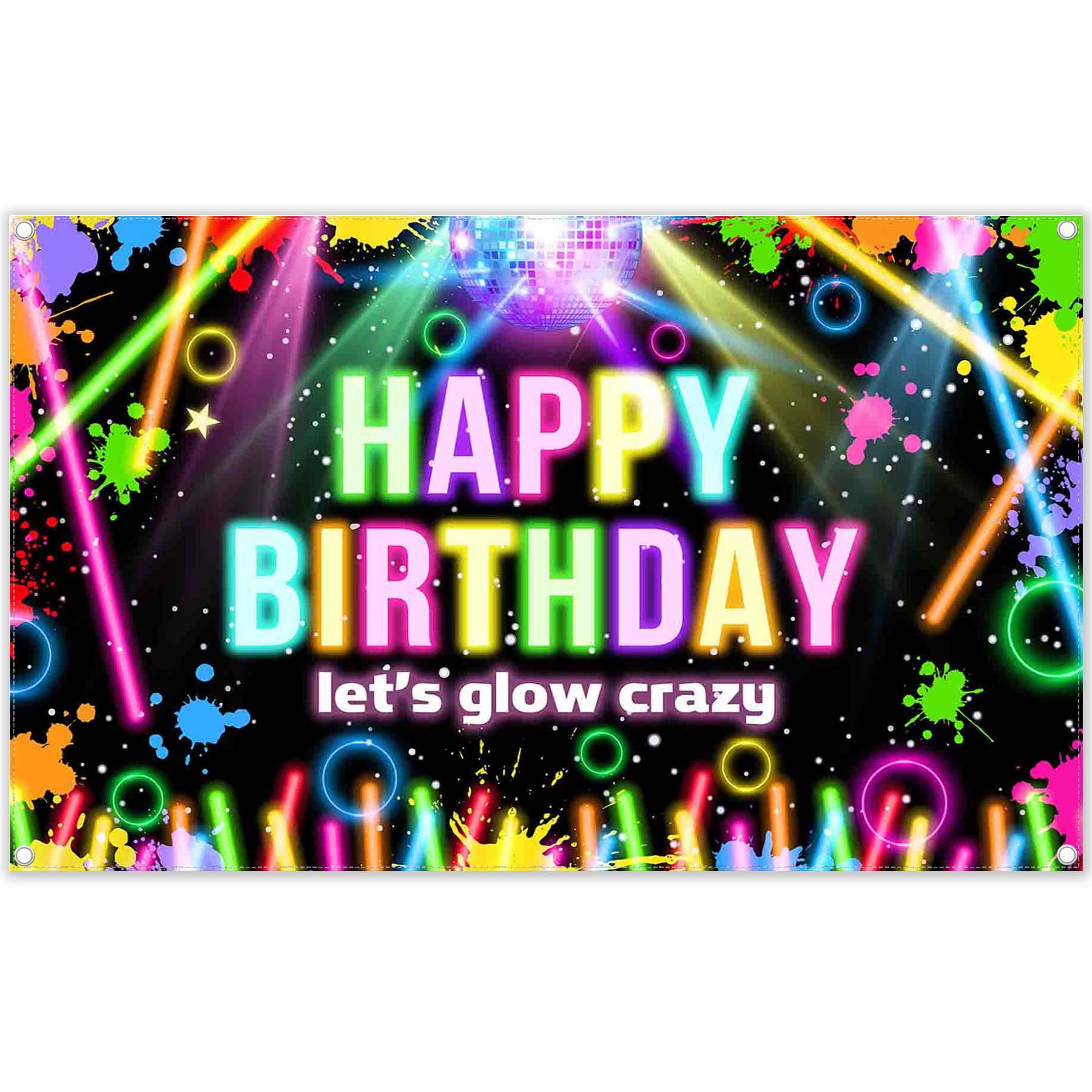 Neon Glow Birthday Party Backdrop