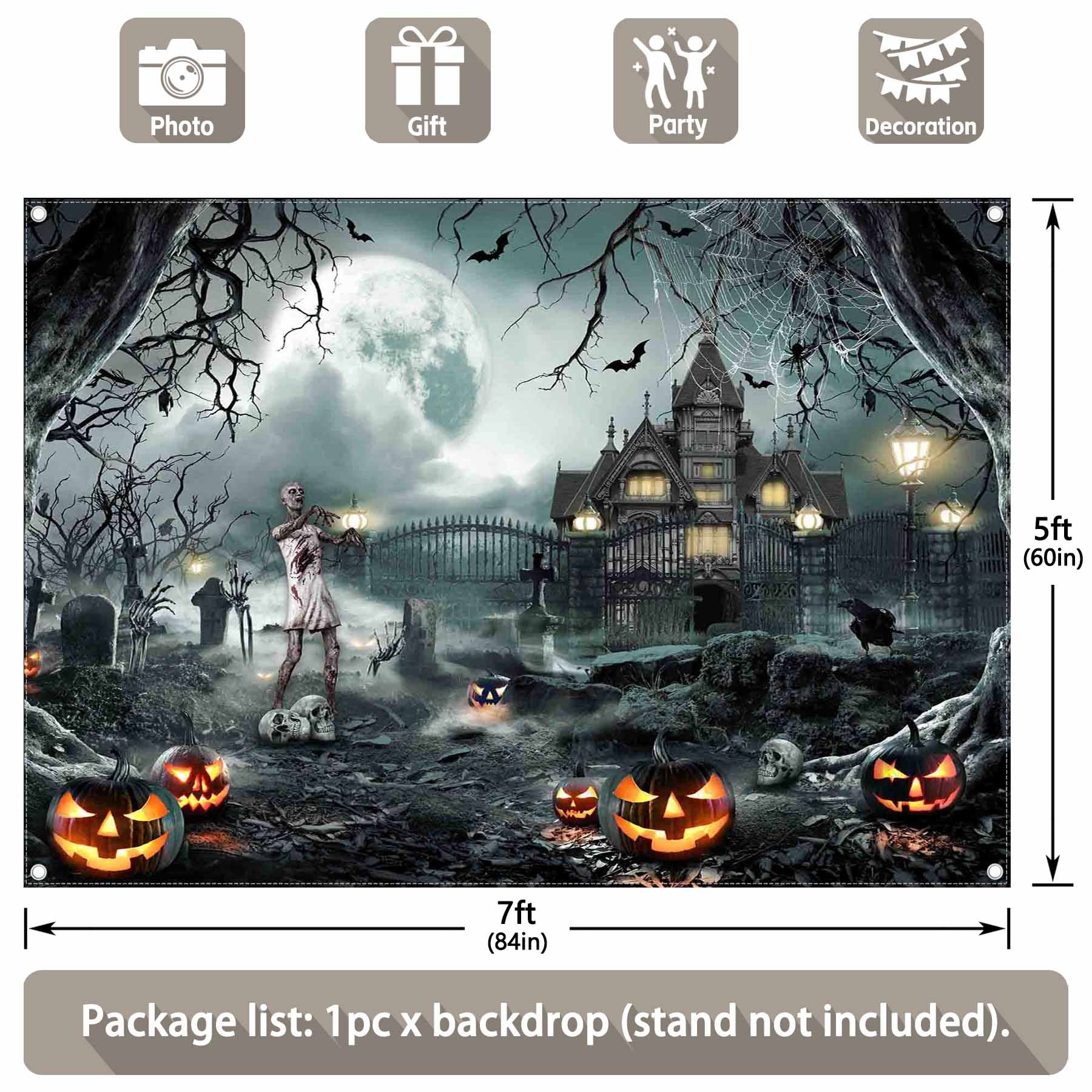 Halloween Gothic Castle Haunted House Backdrop