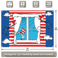 Cartoon Window Kite Red White Backdrop