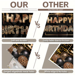 1pc, 7x5ft/8x6ft/10x8ft,Black Golden Leopard Birthday Polyester Photography Backdrop, Glitter Bokeh Balloon Background, Women Queen Party Decorations Gifts Photo Booth Banner, Drilled Holes At The Four Corners For Easy Hanging - UUFelice Studio