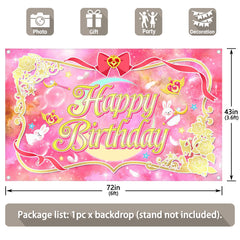 Sailor Birthday Moon Pink Bunny Backdrop