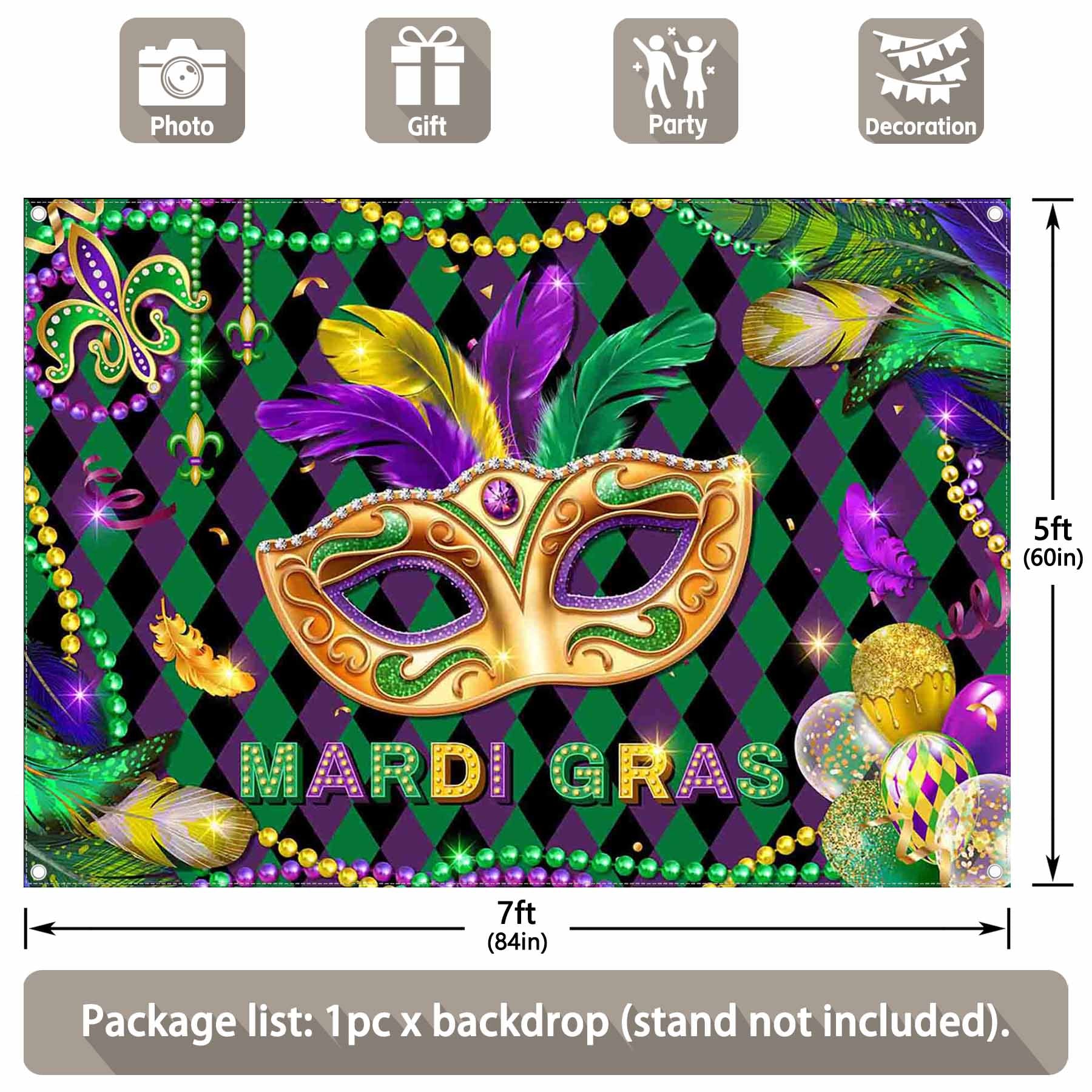 Mardi Gras Masquerade Carnival Backdrop