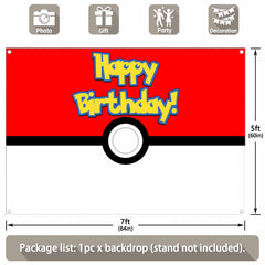 Anime Kids Birthday Cartoon Pokemon Backdrop