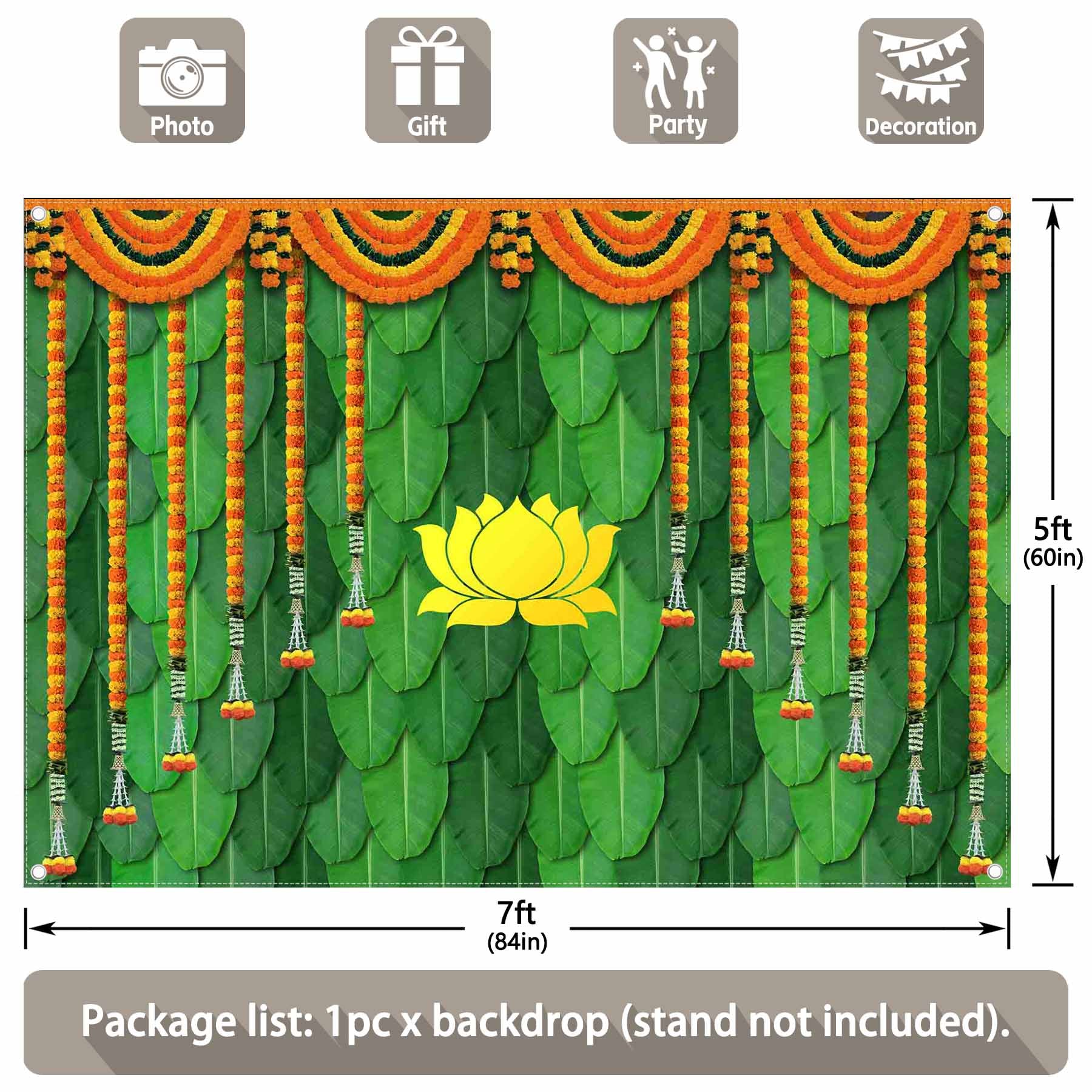 India Traditional Lotus Green Backdrop