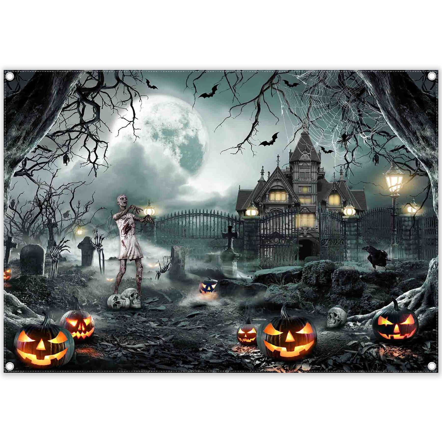 Halloween Gothic Castle Haunted House Backdrop