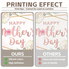 1pc, 72x43inch/96x60inch, Happy Mother's Day Polyester Photography Backdrop, Pink White Rose Floral Green Leaves Background, Golden Glitter Thanks Mother's Day Celebration Party Gifts Decorations, Photo Booth Banner Supplies, Drilled Holes At The Four Cor - UUFelice Studio