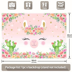 Spring Llama Birthday Party Polyester Photography Backdrop - UUFelice Studio