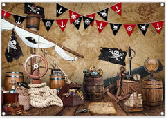 Halloween Pirate Nautical Treasure Map Backdrop