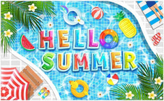 Hello Summer Hawaiian Pool Party Tropical Background(FAST)