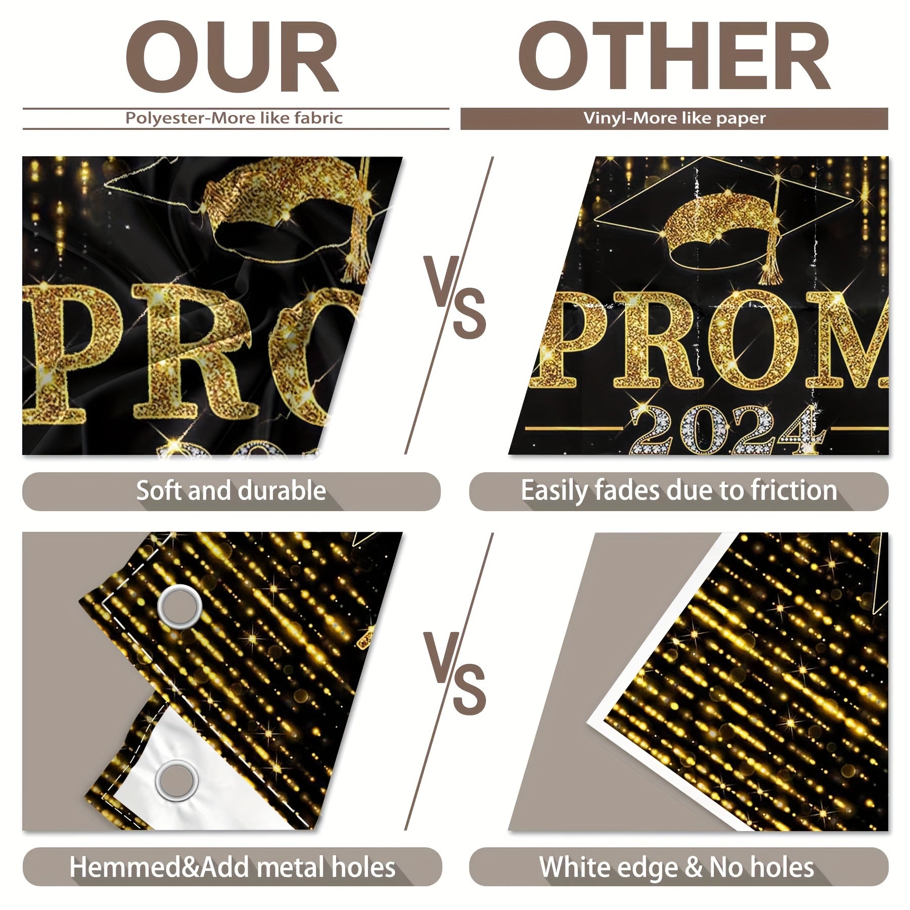 1pc 72x43inch/96x60inch, Black Golden/Black Silvery Prom 2024 Polyester Photography Backdrop, Congrats Grad Sprinkle Glitter Star Background, Elementary Junior Senior High School College University Celebration, Happy Graduation Party Decorations Gifts, Ph - UUFelice Studio