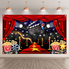 Film Movie Red Curtain Popcorn Backdrop