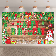 Happy Birthday Christmas Merry Grinchmas Backdrop