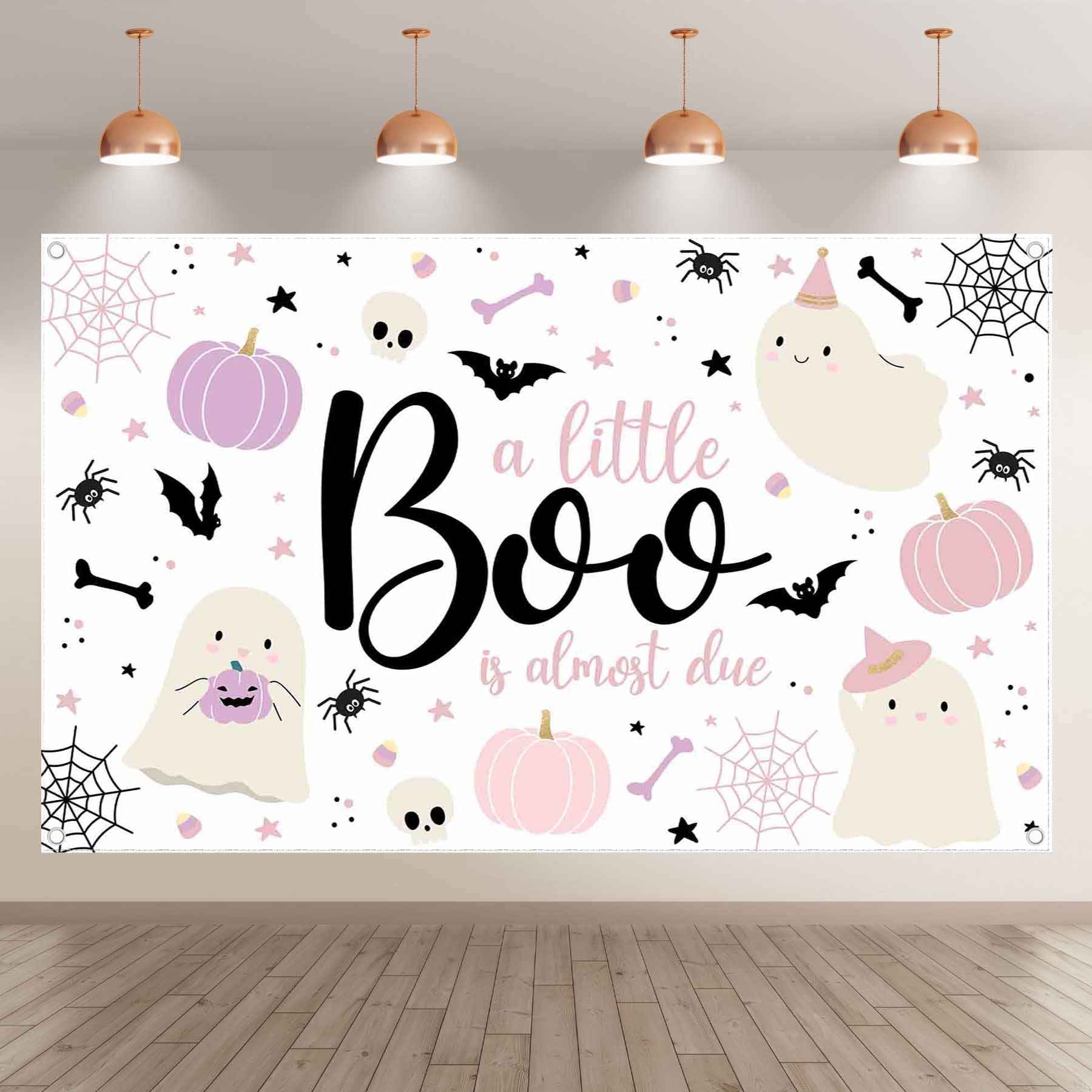 Cute Ghost Pumpkin Spider Halloween Backdrop