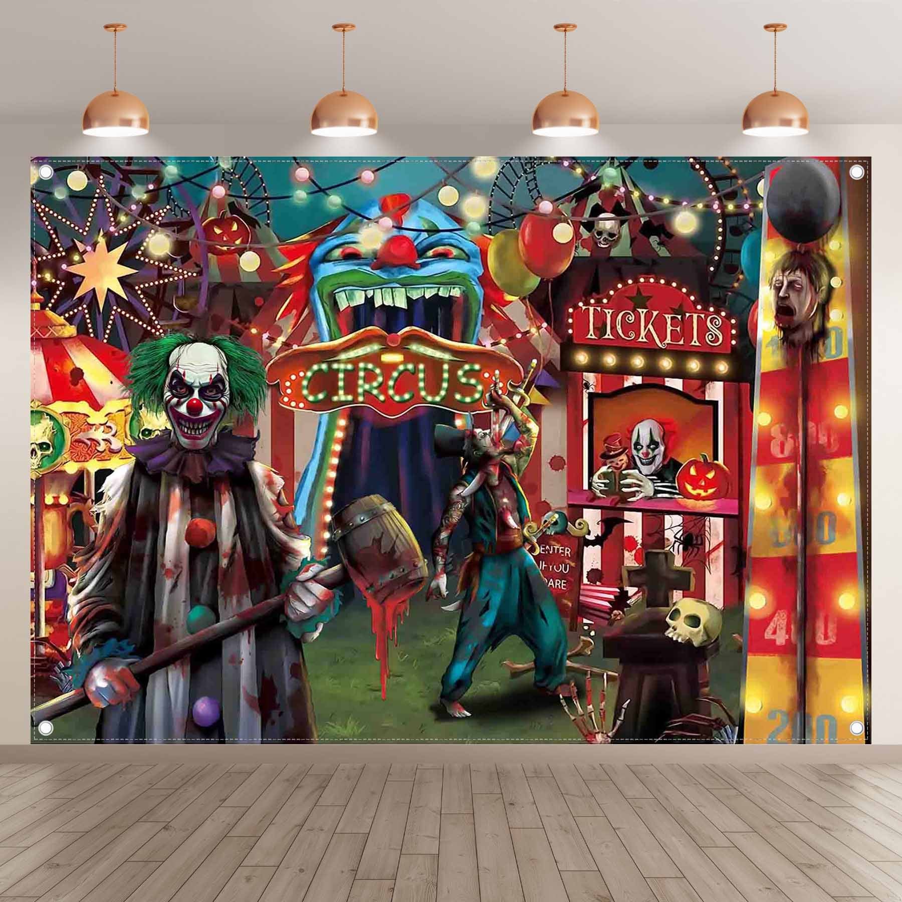 Horriable Circus Clown Ghost Backdrop