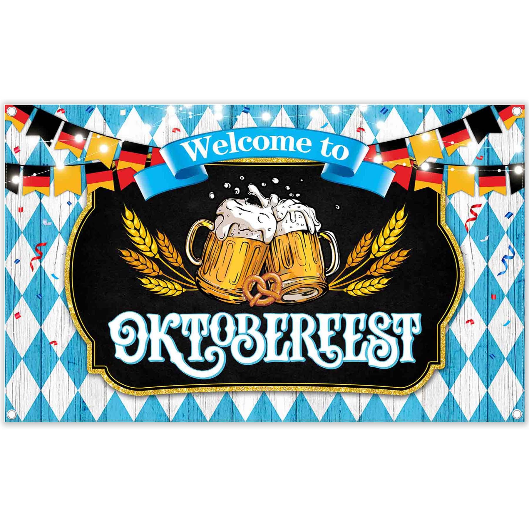 Beer Munich Plaid Oktoberfest Backdrop