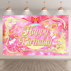 Sailor Birthday Moon Pink Bunny Backdrop