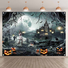 Halloween Gothic Castle Haunted House Backdrop