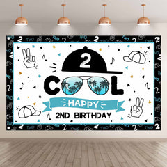 Happy 2nd Birthday Cool Boy Backdrop