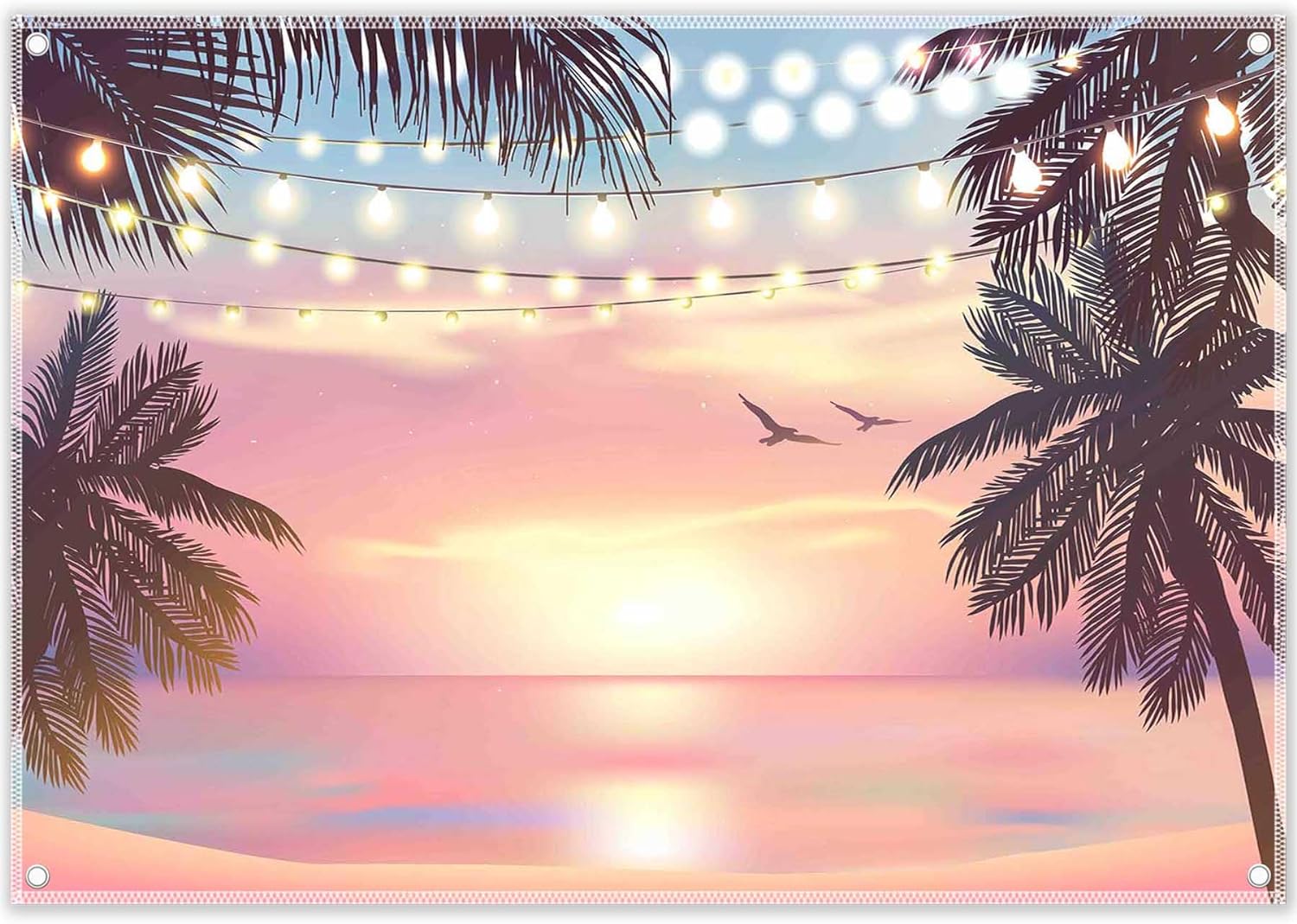 Summer Pink Sunset Hawaii Luau Beach Background(FAST) - UUFelice Studio