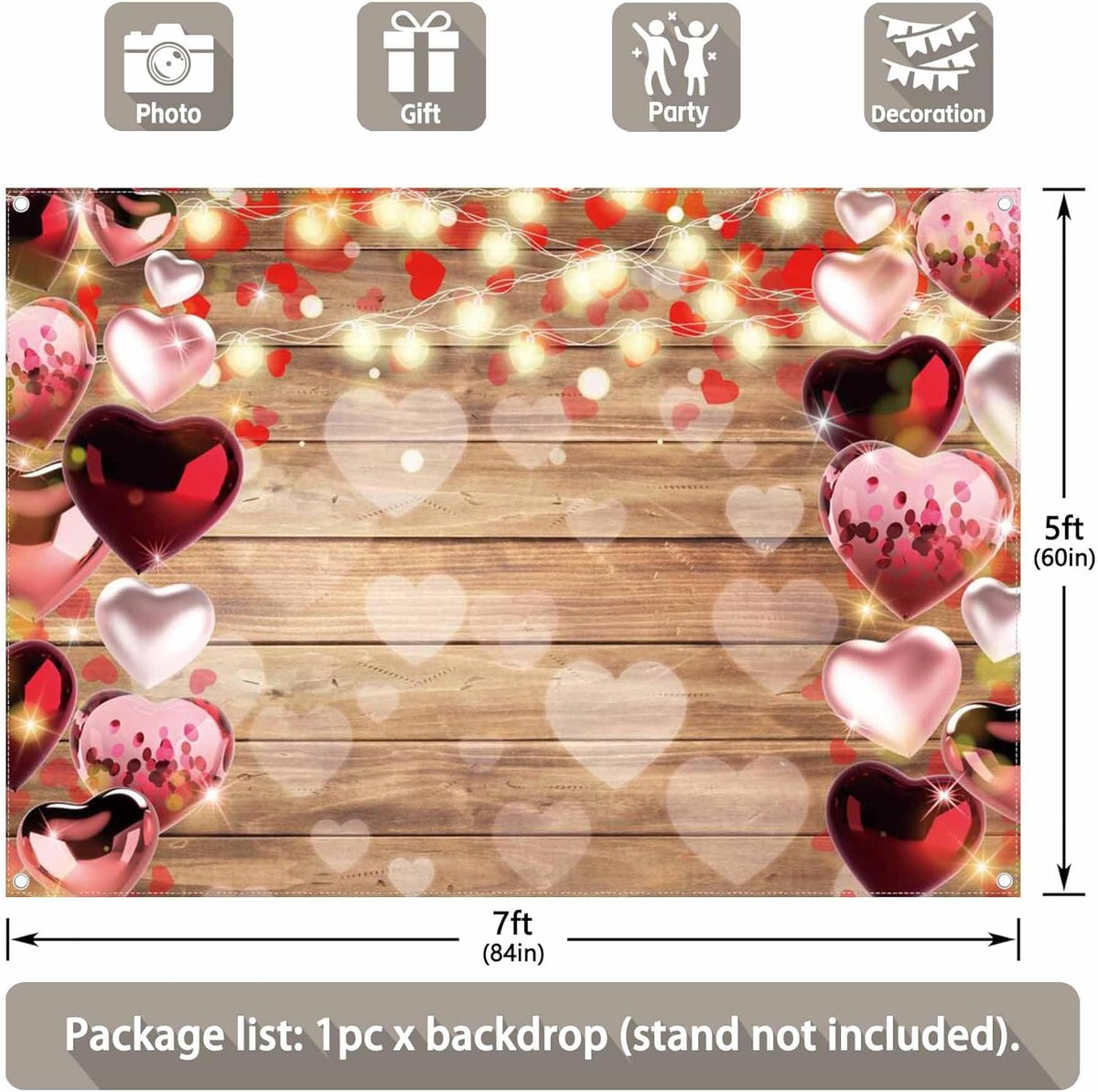 Valentine's Day Photography Wood Red Love Heart Background(FAST)