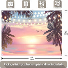 Summer Pink Sunset Hawaii Luau Beach Background(FAST) - UUFelice Studio