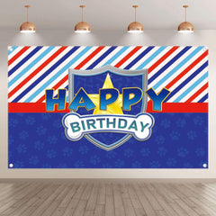 Blue Dog Paw Logo Birthday Backdrop(FAST)