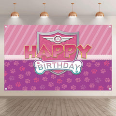 Pink Dog Paw Logo Birthday Backdrop（FAST）