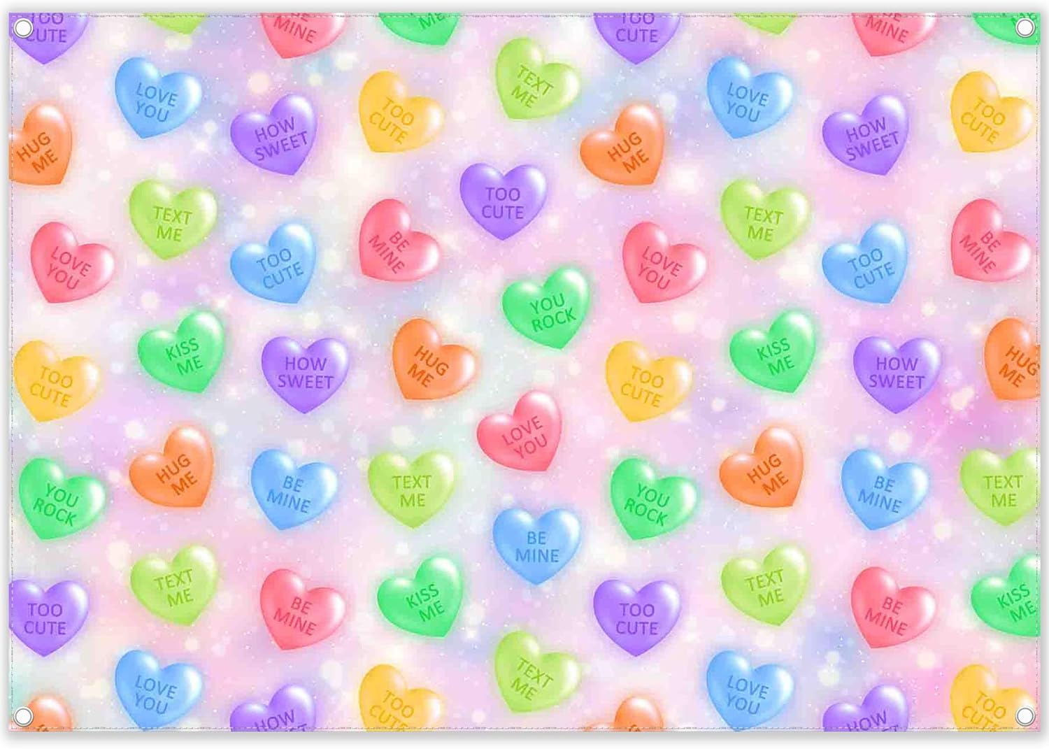 Valentine's Day Sweet Heart Conversation Hearts Backdrop(FAST)