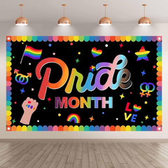 Pride Month Colorful Heart Stars Rainbow Background