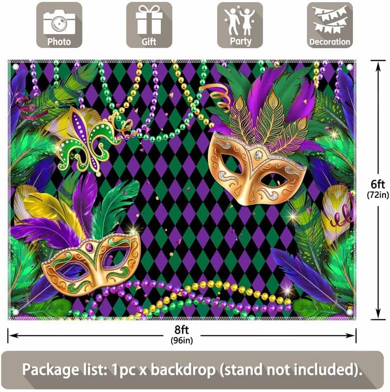 Mardi Gras Masquerade Carnival Fiesta  Backdrop